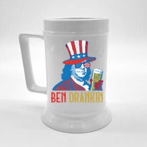 Ben Drankin Beer Benjamin Franklin 4th Of July Usa Flag Gift Funny Gift Beer Stein