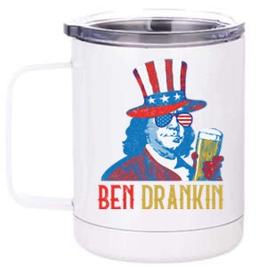 Ben Drankin Beer Benjamin Franklin 4th Of July Usa Flag Gift Funny Gift 12 oz Stainless Steel Tumbler Cup