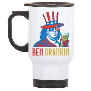 Ben Drankin Beer Benjamin Franklin 4th Of July Usa Flag Gift Funny Gift Stainless Steel Travel Mug