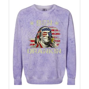 Ben Drankin Benjamin Franklin 4th Of July Colorblast Crewneck Sweatshirt