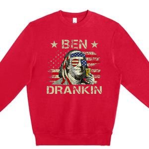 Ben Drankin Benjamin Franklin 4th Of July Premium Crewneck Sweatshirt