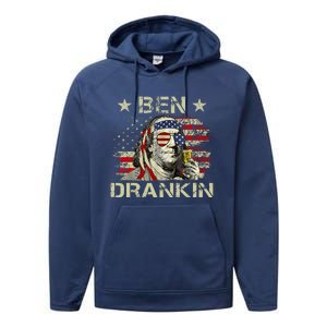 Ben Drankin Benjamin Franklin 4th Of July Performance Fleece Hoodie