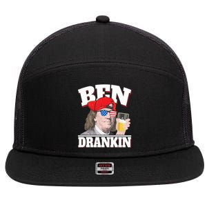 Ben Drankin Benjamin Franklin 4th Of July Gift 7 Panel Mesh Trucker Snapback Hat