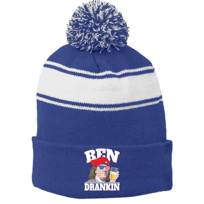 Ben Drankin Benjamin Franklin 4th Of July Gift Stripe Pom Pom Beanie