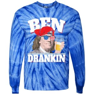 Ben Drankin Benjamin Franklin 4th Of July Gift Tie-Dye Long Sleeve Shirt