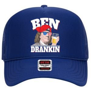 Ben Drankin Benjamin Franklin 4th Of July Gift High Crown Mesh Back Trucker Hat