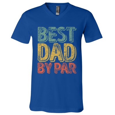 Best Dad By Par Gift Golf Lover Gift Funny Christmas Gift V-Neck T-Shirt