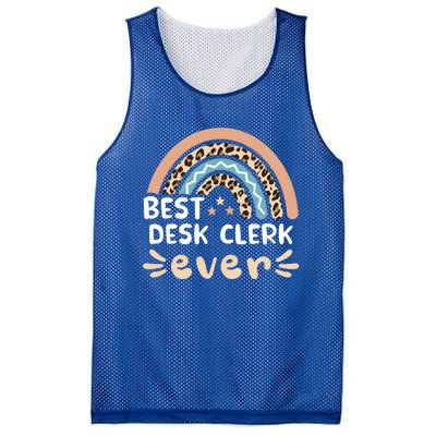 Best Desk Clerk Ever Leopard Rainbow Mom Meaningful Gift Mesh Reversible Basketball Jersey Tank