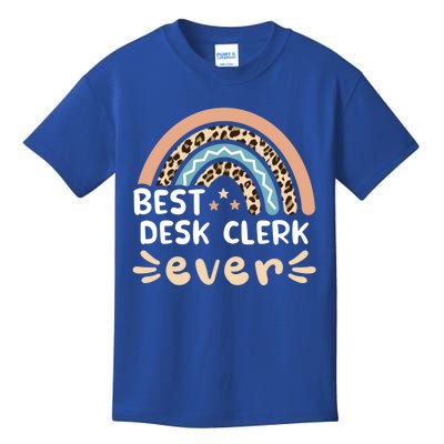 Best Desk Clerk Ever Leopard Rainbow Mom Meaningful Gift Kids T-Shirt