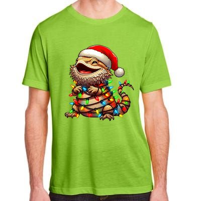 Bearded Dragon Christmas Lights Santa Hat Adult ChromaSoft Performance T-Shirt