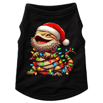 Bearded Dragon Christmas Lights Santa Hat Doggie Tank