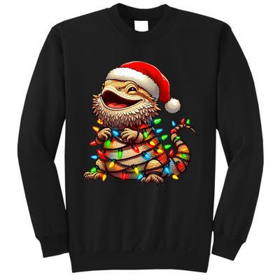 Bearded Dragon Christmas Lights Santa Hat Sweatshirt