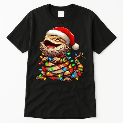 Bearded Dragon Christmas Lights Santa Hat Tall T-Shirt