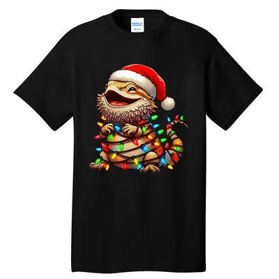 Bearded Dragon Christmas Lights Santa Hat Tall T-Shirt