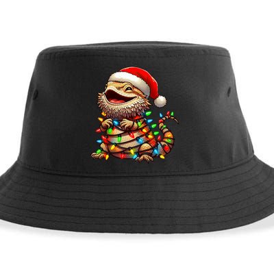 Bearded Dragon Christmas Lights Santa Hat Sustainable Bucket Hat