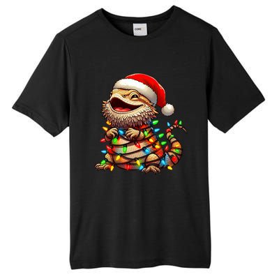 Bearded Dragon Christmas Lights Santa Hat Tall Fusion ChromaSoft Performance T-Shirt