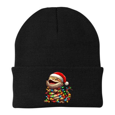 Bearded Dragon Christmas Lights Santa Hat Beanie