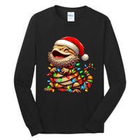 Bearded Dragon Christmas Lights Santa Hat Tall Long Sleeve T-Shirt