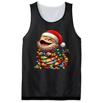 Bearded Dragon Christmas Lights Santa Hat Mesh Reversible Basketball Jersey Tank