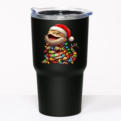 Bearded Dragon Christmas Lights Santa Hat Tumbler