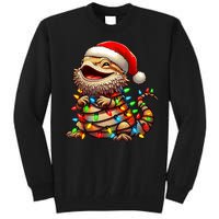 Bearded Dragon Christmas Lights Santa Hat Tall Sweatshirt