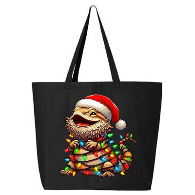 Bearded Dragon Christmas Lights Santa Hat 25L Jumbo Tote