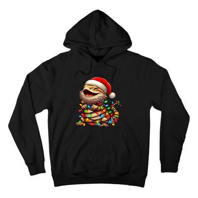 Bearded Dragon Christmas Lights Santa Hat Tall Hoodie