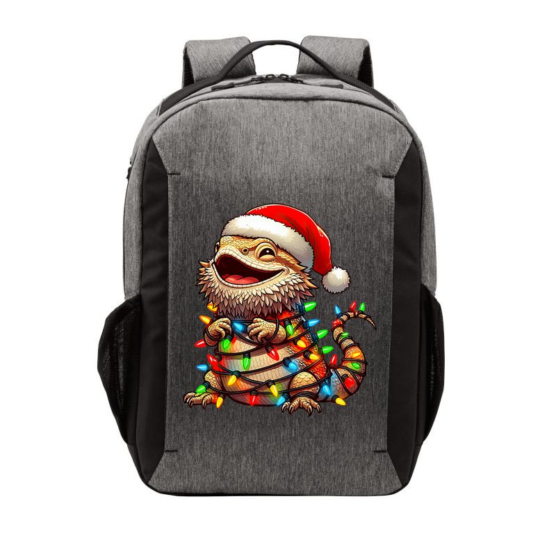 Bearded Dragon Christmas Lights Santa Hat Vector Backpack
