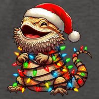 Bearded Dragon Christmas Lights Santa Hat Vector Backpack