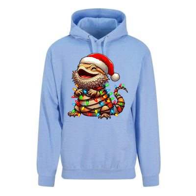 Bearded Dragon Christmas Lights Santa Hat Unisex Surf Hoodie