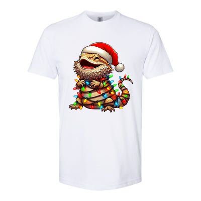 Bearded Dragon Christmas Lights Santa Hat Softstyle CVC T-Shirt