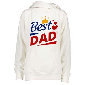 Best Dad Crown Father's Day Gift Womens Funnel Neck Pullover Hood