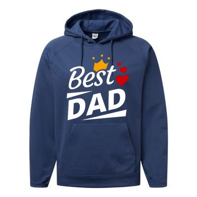 Best Dad Crown Father's Day Gift Performance Fleece Hoodie