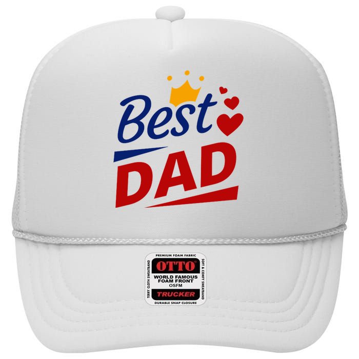 Best Dad Crown Father's Day Gift High Crown Mesh Back Trucker Hat