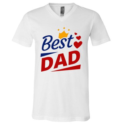 Best Dad Crown Father's Day Gift V-Neck T-Shirt