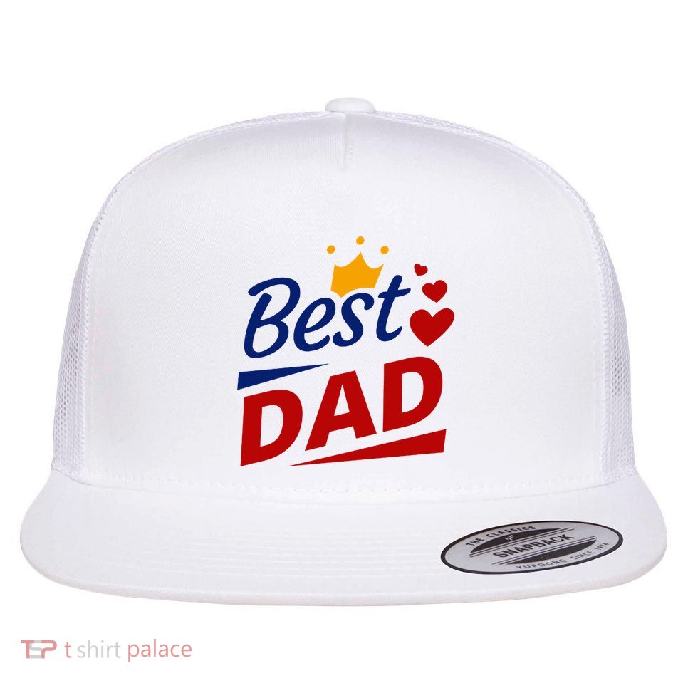 Best Dad Crown Father's Day Gift Flat Bill Trucker Hat