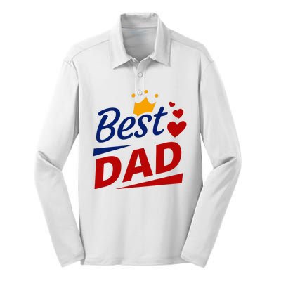 Best Dad Crown Father's Day Gift Silk Touch Performance Long Sleeve Polo