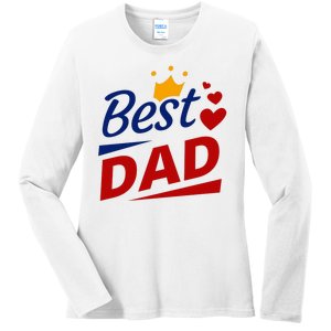 Best Dad Crown Father's Day Gift Ladies Long Sleeve Shirt