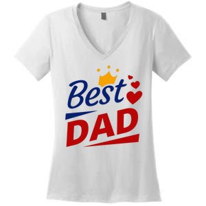 Best Dad Crown Father's Day Gift Women's V-Neck T-Shirt