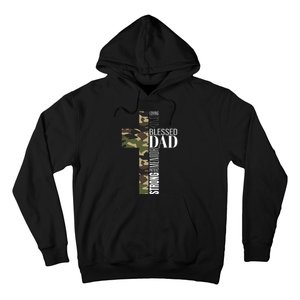 Blessed Dad Cross Fathers Day Christian Religious Men Camo Hoodie