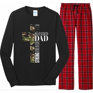 Blessed Dad Cross Fathers Day Christian Religious Men Camo Long Sleeve Pajama Set