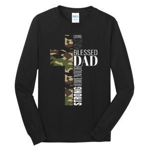 Blessed Dad Cross Fathers Day Christian Religious Men Camo Tall Long Sleeve T-Shirt