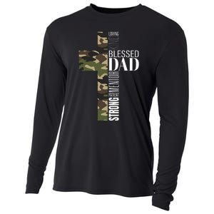 Blessed Dad Cross Fathers Day Christian Religious Men Camo Cooling Performance Long Sleeve Crew