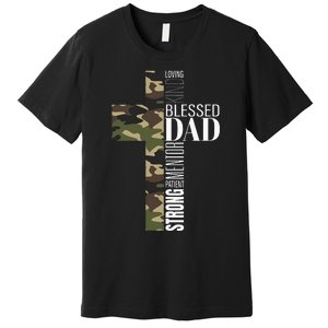 Blessed Dad Cross Fathers Day Christian Religious Men Camo Premium T-Shirt