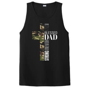 Blessed Dad Cross Fathers Day Christian Religious Men Camo PosiCharge Competitor Tank