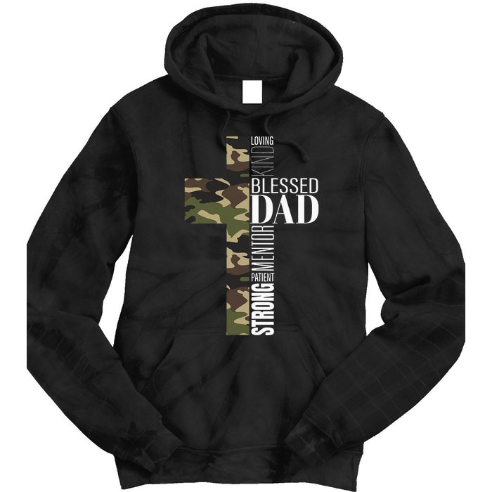 Blessed Dad Cross Fathers Day Christian Religious Men Camo Tie Dye Hoodie