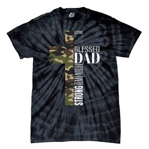 Blessed Dad Cross Fathers Day Christian Religious Men Camo Tie-Dye T-Shirt