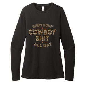 Been Doin Cowboy Shit Distressed Western Retro Style Womens CVC Long Sleeve Shirt