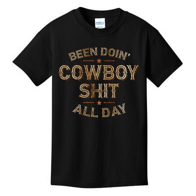 Been Doin Cowboy Shit Distressed Western Retro Style Kids T-Shirt