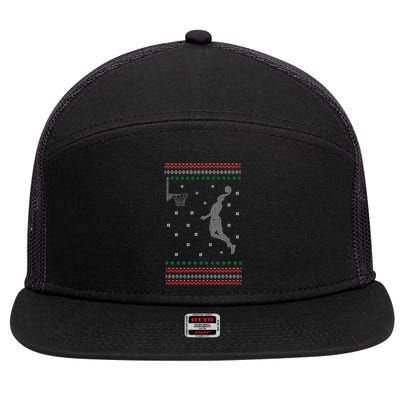 Basketball Dunking Christmas Cool Sport Ugly Xmas Pajama 7 Panel Mesh Trucker Snapback Hat